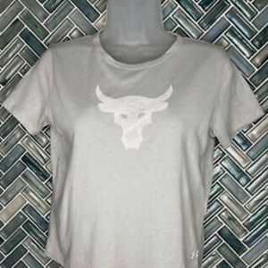 Bundle of two Women's Under Armour Project Rock Bull Graphic Crop T Shirts